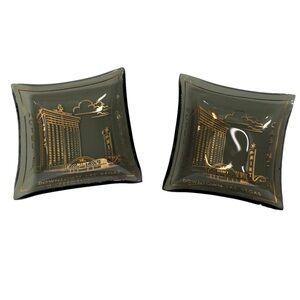 Lot of 2 Vintage Smoked Glass Ashtray Downtown Las Vegas Casino 60s midcentury